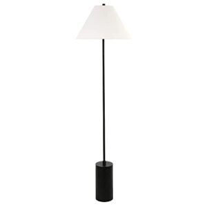 Somerset 64" Tall Floor Lamp with Fabric Shade in Blackened Bronze/White