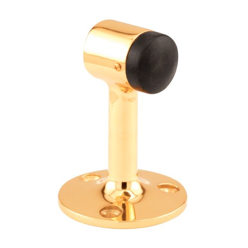 Prime-Line J 4600 Door Floor Stop with 2-1/4 inch Diameter, Polished Solid Brass