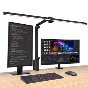 oowolf led desk lamp, architect desk lamp 31.5″ wide, eye-caring workbench office lighting,4 color modes & stepless dimming table lamp with memory function for home office/monitor/study 18w