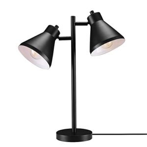 novogratz x globe electric 52999 18″ 2-light desk lamp, matte black, on/off rotary switch on each shade, pivoting lamp heads, industrial, home office accessories, desk lamps for home office