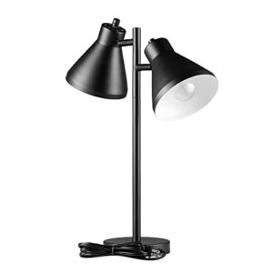 Novogratz x Globe Electric 52999 18" 2-Light Desk Lamp, Matte Black, On/Off Rotary Switch on Each Shade, Pivoting Lamp Heads, Industrial, Home Office Accessories, Desk Lamps for Home Office