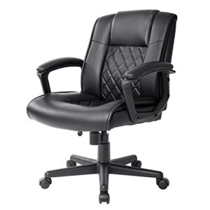 qulomvs ergonomic office desk chair with wheels back support computer executive task chair with arms 360 swivel (black)