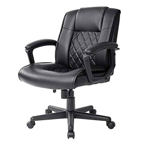 Qulomvs Ergonomic Office Desk Chair with Wheels Back Support Computer Executive Task Chair with Arms 360 Swivel (Black)