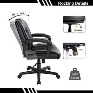 Qulomvs Ergonomic Office Desk Chair with Wheels Back Support Computer Executive Task Chair with Arms 360 Swivel (Black)