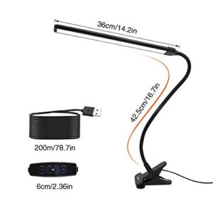 CeSunlight Clamp on Lamp, Clip Light, Desk Lamps 3 Color Temperature Setting, 10 Brightness Levels, 2m USB Cord Power Supply and AC Adapter Included, Pack of 2 (Black)