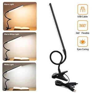 CeSunlight Clamp on Lamp, Clip Light, Desk Lamps 3 Color Temperature Setting, 10 Brightness Levels, 2m USB Cord Power Supply and AC Adapter Included, Pack of 2 (Black)