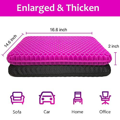 Gel Seat Cushion, Egg Seat Cushion for Tailbone, Back, Sciatica Pain Relief - Gel Enhanced Seat Cushion Chair Pads Wiht Non-Slip Cover for Office Home Chair Car Seat Wheelchair (Extra Thick, Voilet)