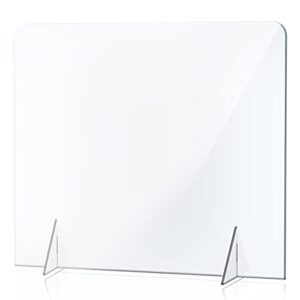 no cutout sneeze guard panel for counter and desk, portable clear acrylic shield no opening, protective plexiglass shield without opening for office, school, and retail store