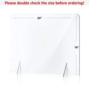 NO Cutout Sneeze Guard Panel for Counter and Desk, Portable Clear Acrylic Shield No Opening, Protective Plexiglass Shield Without Opening for Office, School, and Retail Store