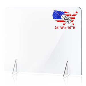 NO Cutout Sneeze Guard Panel for Counter and Desk, Portable Clear Acrylic Shield No Opening, Protective Plexiglass Shield Without Opening for Office, School, and Retail Store