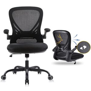 gtrsj office chair with flip up armrests mesh executive chairs ergonomic desk chair with lumbar support swivel computer chair for conference room max capacity 300lbs (black/noir)