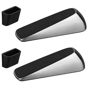 CSKB Door Stoppers, Heavy Duty Door Stoppers for Bottom of The Door ,Zinc Alloy and Silicone Door Stop Wedge, Floors Door Stops with Door Holder (2 Pack)