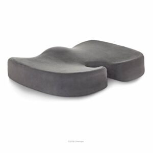 linenspa orthopedic gel foam seat cushion – tailbone/coccyx comfort – support for all-day sitting and back pain relief grey 18″ x 14″
