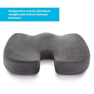Linenspa Orthopedic Gel Foam Seat Cushion - Tailbone/Coccyx Comfort - Support for All-Day Sitting and Back Pain Relief grey 18" x 14"