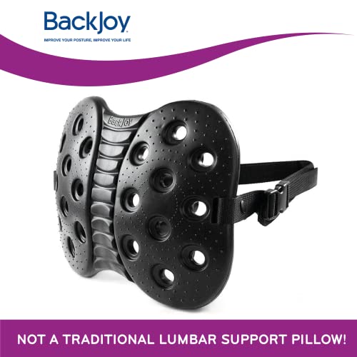 BackJoy Lumbar Support with Adjustable Strap, Designed for Spine and Lower Back Pain, Posture Correction, Adjustable, Breathable, Ideal for Office Chair, Car Seat, Desk Chair