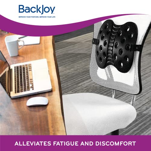 BackJoy Lumbar Support with Adjustable Strap, Designed for Spine and Lower Back Pain, Posture Correction, Adjustable, Breathable, Ideal for Office Chair, Car Seat, Desk Chair