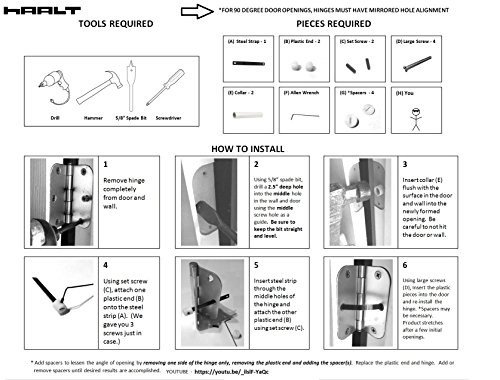 Haalt Pro NO Damage, Invisible Hinge Door Stop w/o Spade bit (2 Stops Included)