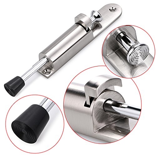 Sumnacon Kickdown Door Stops, Stainless Steel Easy Step Door Stopper, Spring Loaded Telescopic Step On/Off Door Stopper, Adjustable Heavy Duty Door Locks Holder Stop/Release by Foot, Silver