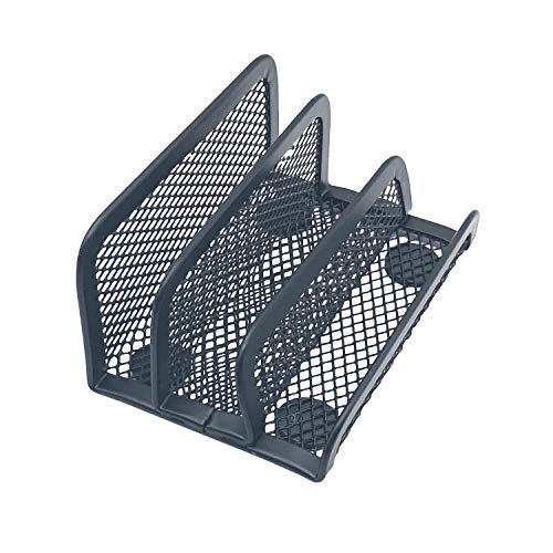 Desktop Stacking Business Card File Holder/Stand from Chris.W, 3-Tier, Metal Mesh Collection (Black)