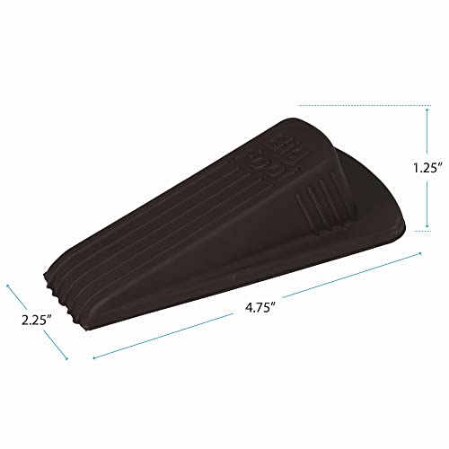 MASTER MANUFACTURING Rubber Door Stop - Big Heavy Duty Bottom Wedge Rubber Door Stopper College Dorm Room Essentials, Security Classroom Must Haves, Hold Open Lock Door Extra Large Door Jam (Brown) 4-3/4" x 2-1/4" x 1-1/4" (2 Pack)