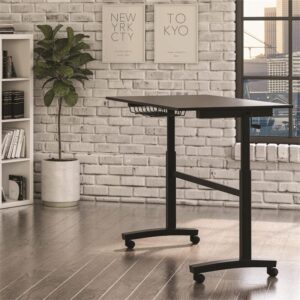 urb SPACE Atlantic Adjustable Height Standing Desk – 46” x 28” Single-Piece Desktop, Maintenance-Free Hand Crank, Sturdy Heavy-Duty Steel Frame, Caster Wheels for Full Mobility, PN 33908049 in Black