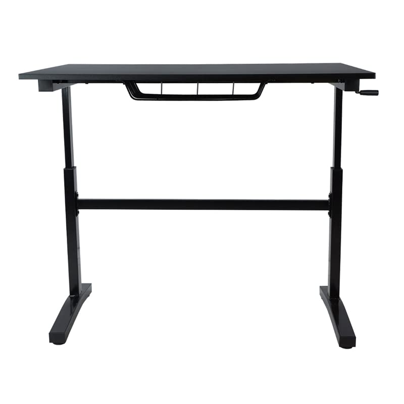 urb SPACE Atlantic Adjustable Height Standing Desk – 46” x 28” Single-Piece Desktop, Maintenance-Free Hand Crank, Sturdy Heavy-Duty Steel Frame, Caster Wheels for Full Mobility, PN 33908049 in Black