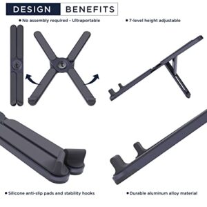 Welltekk Laptop Stand, Aluminum Computer Riser, Ergonomic Portable Laptop Tablet Riser for Desk, Compatible with 10 to 15.6 inch Laptops and iPad Devices (Gray)