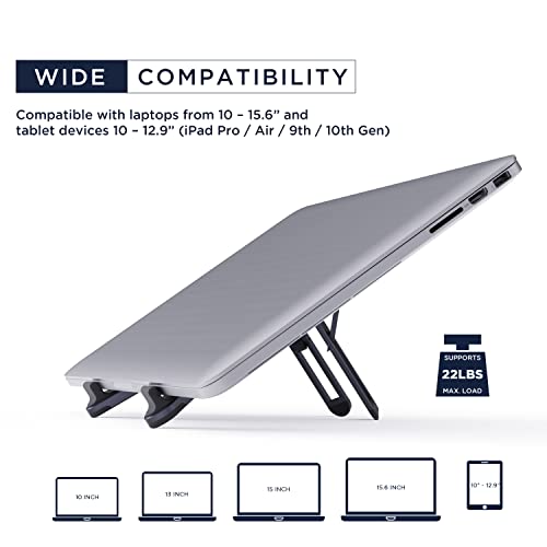 Welltekk Laptop Stand, Aluminum Computer Riser, Ergonomic Portable Laptop Tablet Riser for Desk, Compatible with 10 to 15.6 inch Laptops and iPad Devices (Gray)
