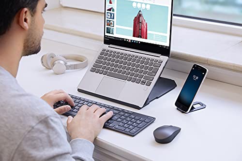 Lenovo 2-in-1 Laptop Stand, Ergonomic, 10 Adjustable Tilt Angles, Ventilated, Non-Slip, Portable, GXF0X02619, Black