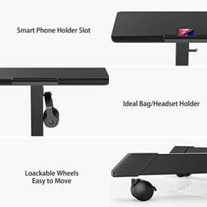 Fenge Mobile Standing Desk, Laptop Desk with Keyboard,Rolling Standing Desk Laptop Cart on Wheels,Height Adjustable Computer Workstation,Home Office LC-G27201WB