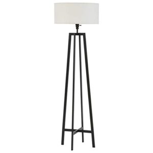 amazon brand – stone & beam deco metal frame living room standing floor lamp with light bulb and white shade – 18 x 18 x 59.5 inches, black