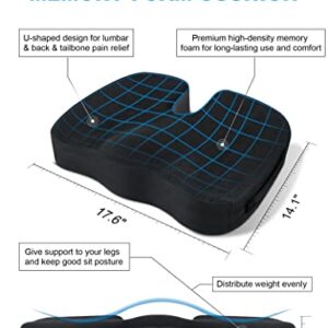 anngrowy Seat Cushion Office Chair Cushion Car Seat Cushion for Back Tailbone Pain Relief Wheelchair Cushions Butt Pillow Cushion Memory Foam Coccyx Cushion for Computer Office Chair Car Seat Driver