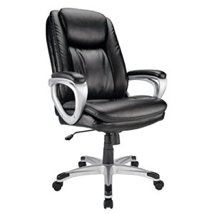realspace® tresswell bonded leather high-back chair, black/silver
