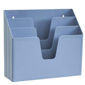 acrimet horizontal triple file folder holder organizer (solid blue color)
