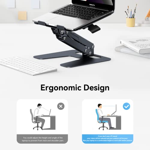 GIISSMO Laptop Stand for Desk with Pneumatic Height Adjustable, Computer Stand Holder Ergonomic Design Computer Stand for Laptop, Laptop Cooling Stand for Pro/Air Dell, HP, Lenovo More Laptops