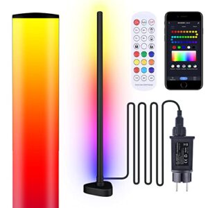 miheal led floor lamp, corner lamp rgb+ white modern smart floor lamps 16 millions color changing diy mood lamp for living room bedroom party with app remote voice control compatible with alexa