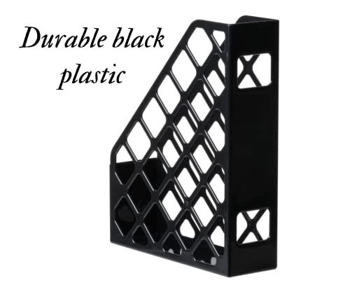 1InTheOffice Plastic Magazine File Holder, File Holder Organizer Box, 3 x 10 x 11.88, Recycled, Black, (2 Pack)