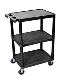 luxor multipurpose storage utility cart 3 shelves structural foam plastic – black