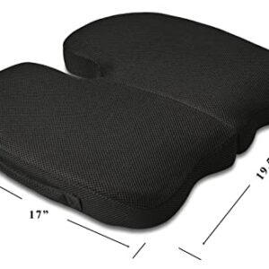 TravelMate Extra-Large Gel-Memory Foam Seat Cushion – Perfect for Office Chair and Wheelchair – Does Not Slip Even on Marble Floors – Washable & Breathable Cover – Relieves Back Pain – 19.5”x17”x2.5”