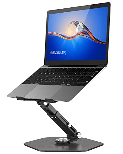 SENXILLER Laptop Stand for Desk, Laptop Stand Adjustable Height up to 19 inch, Swivel Laptop Stand with 360°Rotating, Laptop Riser Computer Stand Compatible with MacBook and All Laptops