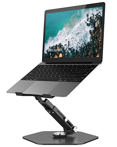 SENXILLER Laptop Stand for Desk, Laptop Stand Adjustable Height up to 19 inch, Swivel Laptop Stand with 360°Rotating, Laptop Riser Computer Stand Compatible with MacBook and All Laptops