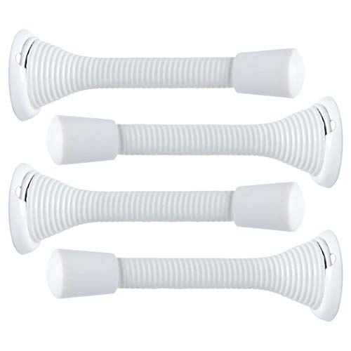 uxcell Door Stopper, 4 Pack Door Stop Wall, Rust Resistant, Noise Cancellation, 3" Spring Door Stoppers, Protect Doors White