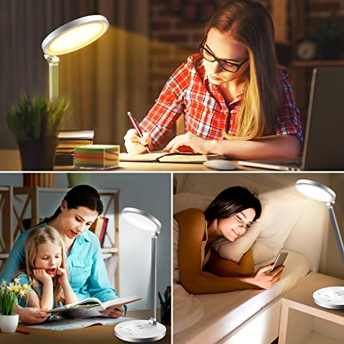LED Desk Lamp, Desk Lamp with Wireless Charger, USB Charging Port, Eye-Caring Desk Lamp for home office, 5 Lighting Modes and 5 Brightness Levels, Bright Table Light with Touch Control, 30 Mins Timer