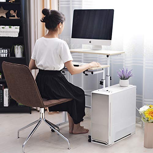 soges Rolling Standing Desk Height Adjustable, 31.5 inch Stand Up Computer Desk, Sit-Stand Tiltable Top Desk Laptop Stand for Small Spaces, Tall Table for Standing or Sitting, Maple