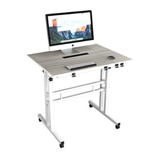 soges Rolling Standing Desk Height Adjustable, 31.5 inch Stand Up Computer Desk, Sit-Stand Tiltable Top Desk Laptop Stand for Small Spaces, Tall Table for Standing or Sitting, Maple