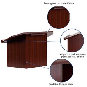 Flash Furniture Foldable Tabletop Lectern in Mahogany Brown