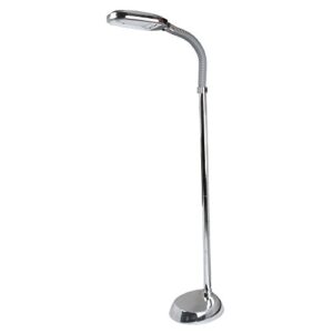adjustable floor lamp – full spectrum natural sunlight lamp with bendable neck – dimmable light for bedroom or living room by lavish home (chrome)