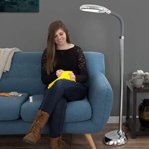 Adjustable Floor Lamp - Full Spectrum Natural Sunlight Lamp with Bendable Neck - Dimmable Light for Bedroom or Living Room by Lavish Home (Chrome)