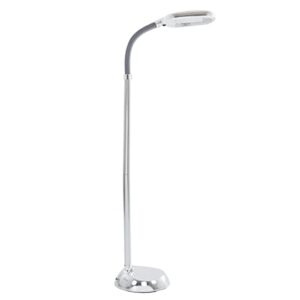 Adjustable Floor Lamp - Full Spectrum Natural Sunlight Lamp with Bendable Neck - Dimmable Light for Bedroom or Living Room by Lavish Home (Chrome)