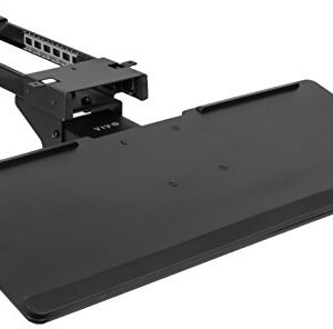 VIVO Adjustable Computer Keyboard and Mouse Platform Tray Deluxe Smooth Rolling Track Under Table Desk Mount, Black, MOUNT-KB04C